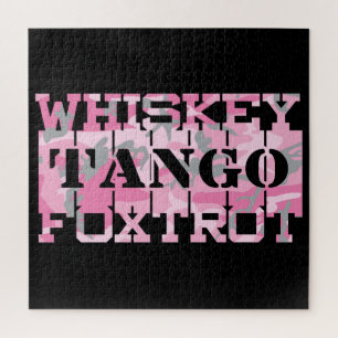 Military Whiskey Tango Foxtrot Pink Camo Jigsaw Puzzle