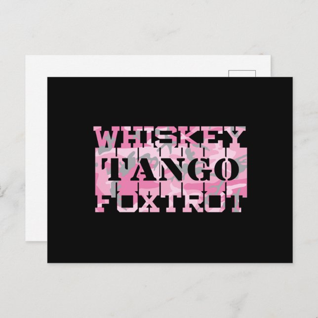 Military Whiskey Tango Foxtrot Pink Camo Postcard (Front/Back)