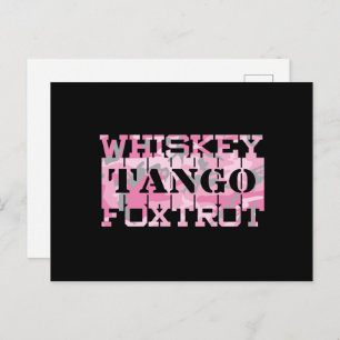 Military Whiskey Tango Foxtrot Pink Camo Postcard
