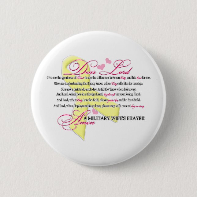 Military Wifes Prayer 6 Cm Round Badge (Front)
