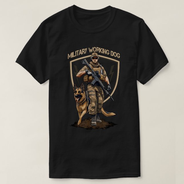 Military working dog k9 and soldier T-Shirt (Design Front)