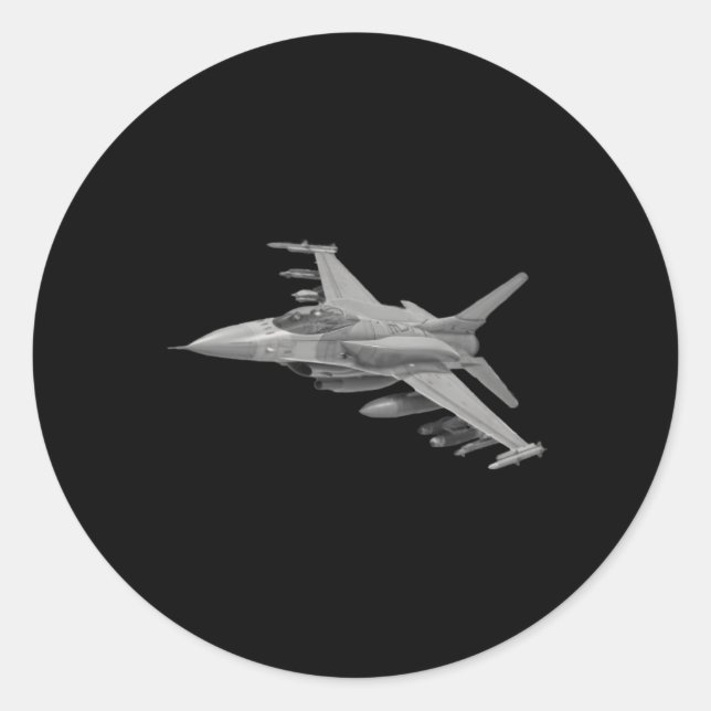 Military'S Jet Fighters Aircraft Plane F16 Fightin Classic Round Sticker (Front)
