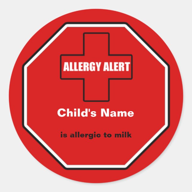 Milk Allergy Medical Alert Custom Std Sticker (Front)