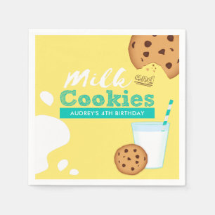 Milk and Chocolate Chip Cookies Birthday Party Napkin