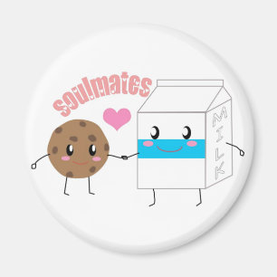 Milk and Cookie 2 Inch Round Magnet