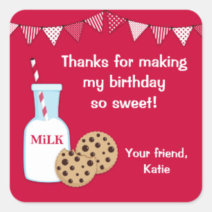 Milk and Cookie Party Thank You Sticker