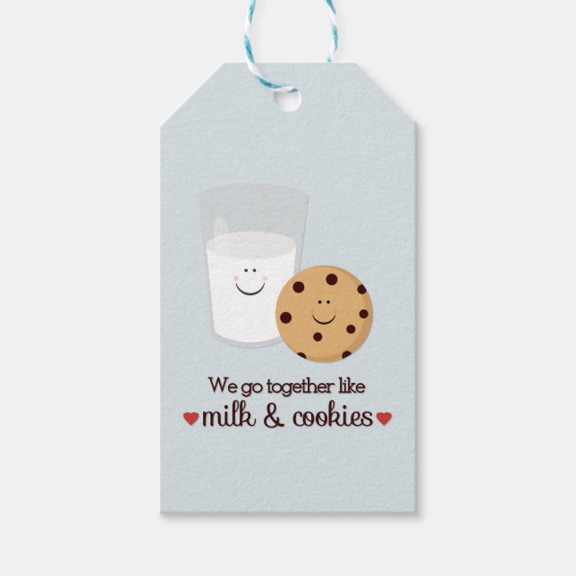Milk and Cookie Valentine's Day Hanging Gift Tag (Front)