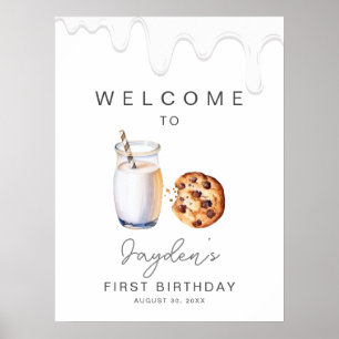 Milk And Cookies Any Age Birthday Welcome Poster