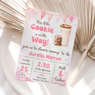 Milk And Cookies Baby Girl Shower Party Invitation