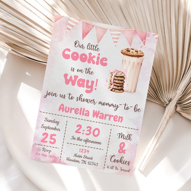 Milk And Cookies Baby Girl Shower Party Invitation (Creator Uploaded)