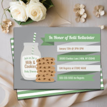 Milk and Cookies Baby Shower Modern Green Stripe