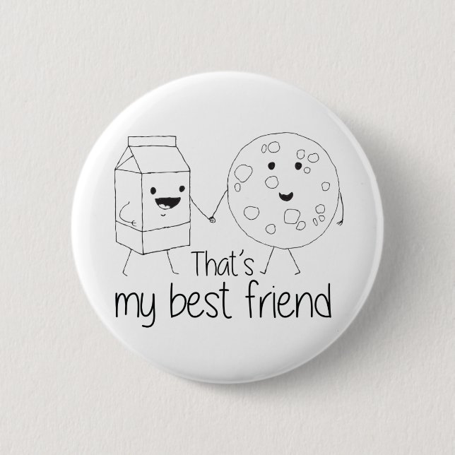 Milk and Cookies Best Friends BFF Friendship Art 6 Cm Round Badge (Front)