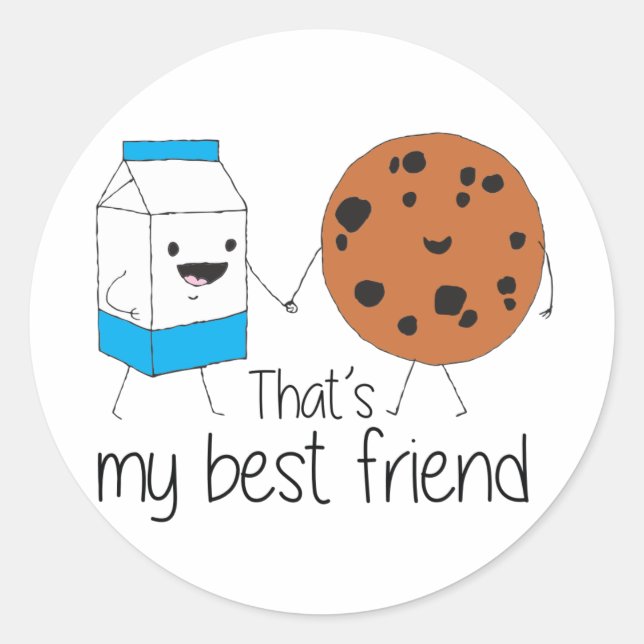 Milk and Cookies Best Friends BFF Friendship Art Classic Round Sticker (Front)