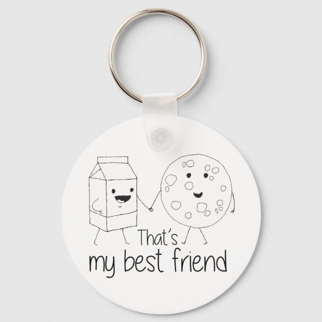 Milk and Cookies Best Friends BFF Friendship Art Key Ring (Front)