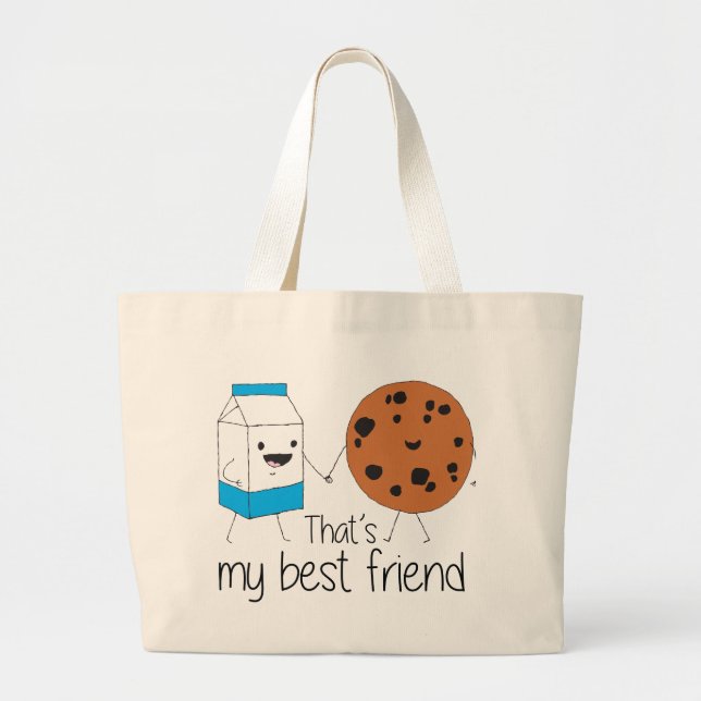 Milk and Cookies Best Friends BFF Friendship Art Large Tote Bag (Front)