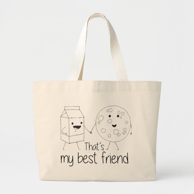 Milk and Cookies Best Friends BFF Friendship Art Large Tote Bag (Front)