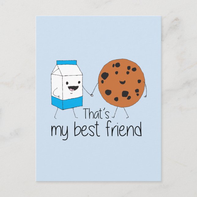 Milk and Cookies Best Friends BFF Friendship Art Postcard (Front)