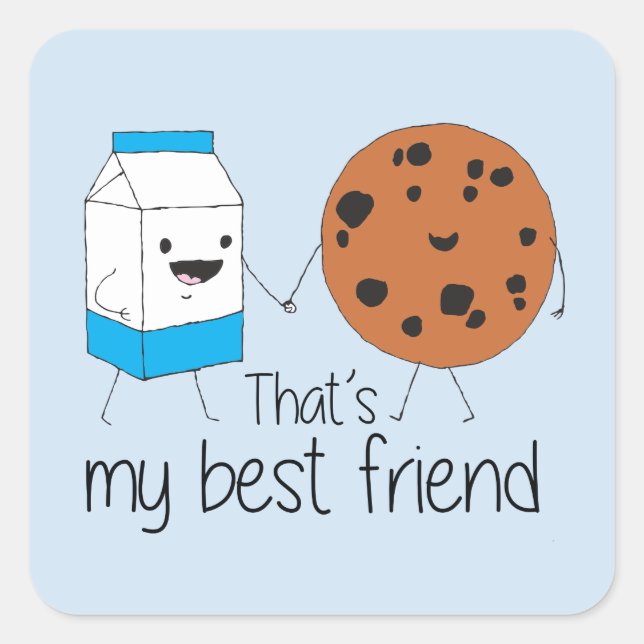 Milk and Cookies Best Friends BFF Friendship Art Square Sticker (Front)