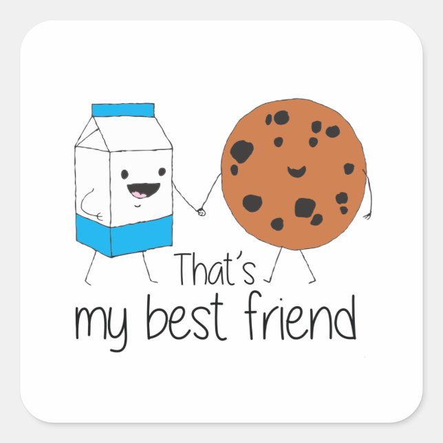 Milk and Cookies Best Friends BFF Friendship Art Square Sticker (Front)