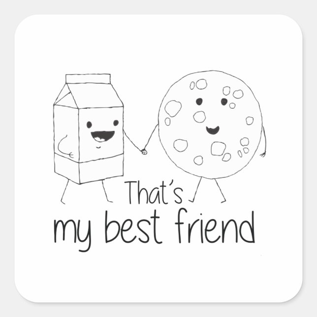 Milk and Cookies Best Friends BFF Friendship Art Square Sticker (Front)