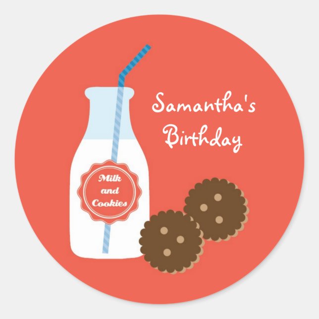 Milk and Cookies Birthday Favour Sticker (Front)