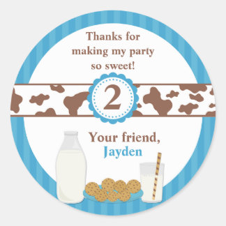 Milk and Cookies Birthday Party Classic Round Sticker