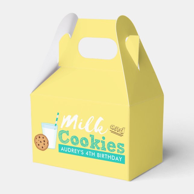 Milk and Cookies Birthday Party Favour Box (Front Side)