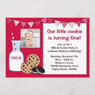 Milk and Cookies Birthday Party Invitation