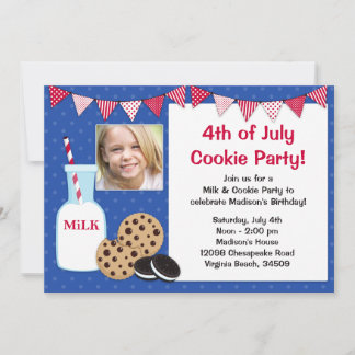 Milk and Cookies Birthday Party Invitation
