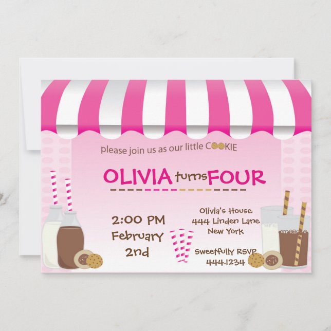 Milk And Cookies Birthday Party Invitation (Front)