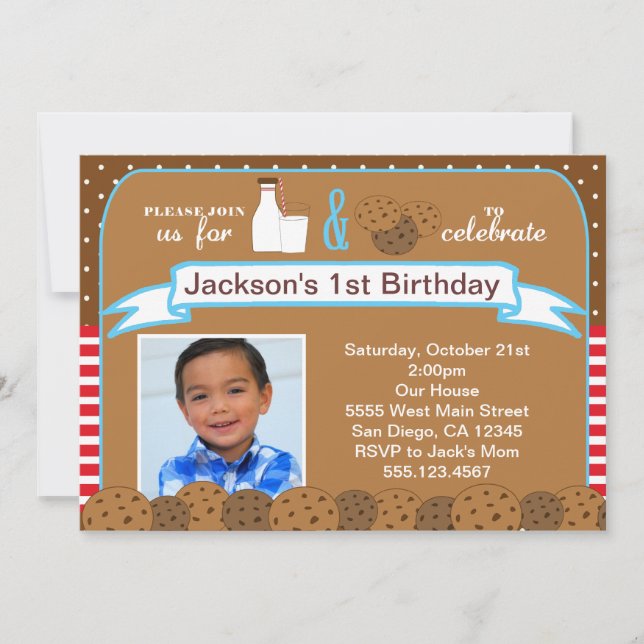Milk and Cookies Birthday Party Invitations Photo (Front)