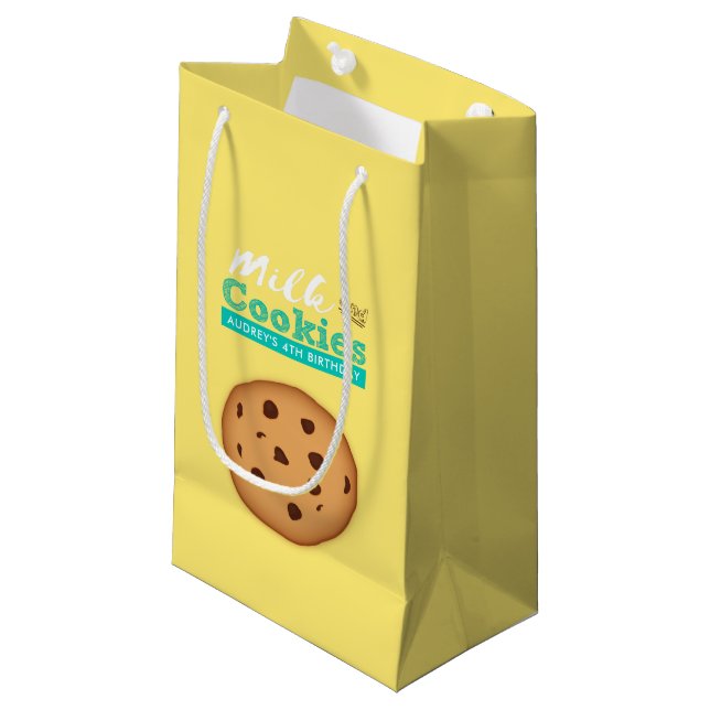 Milk and Cookies Birthday Party Small Gift Bag (Front Angled)