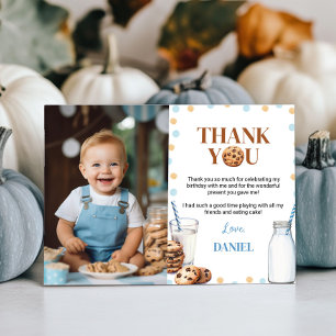 Milk And Cookies Birthday Photo Thank You Card
