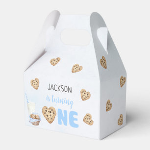 Milk and Cookies Blue 1st Birthday Party Favour Box