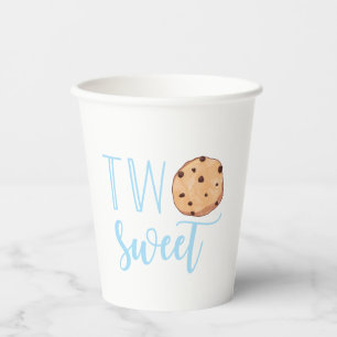 Milk and Cookies blue 2nd Birthday two sweet Paper Cups
