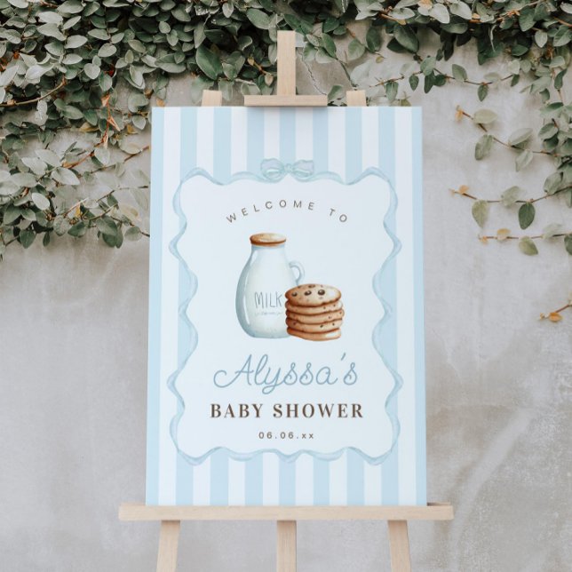 Milk and Cookies Blue Baby Shower Welcome Sign (Creator Uploaded)