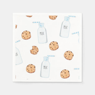 Milk and Cookies Blue Birthday Napkin