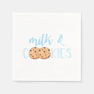 Milk and Cookies blue Birthday Party Napkin