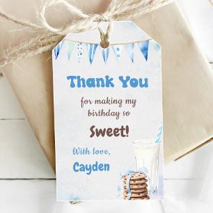 Milk and Cookies Boy First Birthday Party Gift Tags