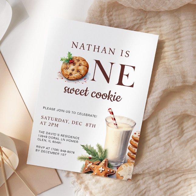 Milk and Cookies Christmas First Birthday Invitation (Creator Uploaded)