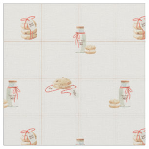 Milk and cookies Christmas morning kids breakfast Fabric