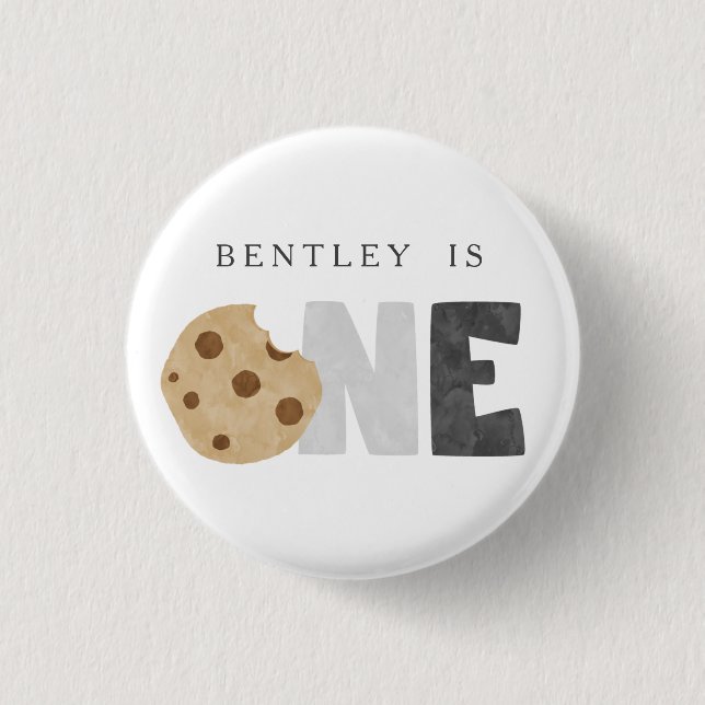 Milk and Cookies First Birthday Button (Front)