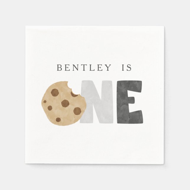 Milk and Cookies First Birthday Napkins (Front)