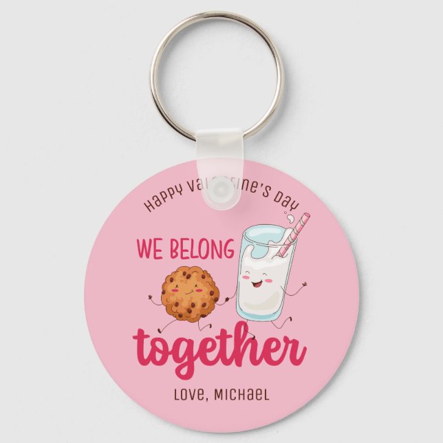 Milk and Cookies Funny Pun Cute Valentine's Day Key Ring (Front)