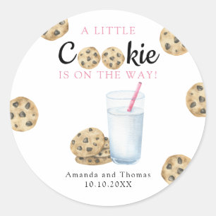 Milk and Cookies Girl Baby shower Classic Round Sticker