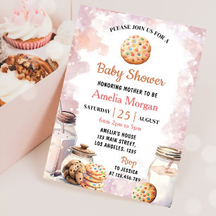 Milk And Cookies Girl Baby Shower Invitation