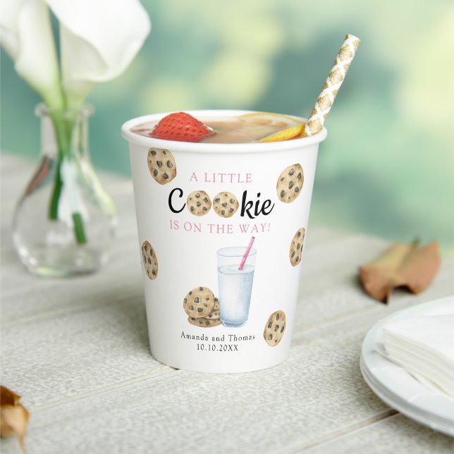 Milk and cookies Girl Baby Shower Paper Cups (Insitu)