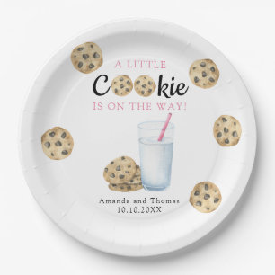 Milk and Cookies Girl Baby shower Paper Plate