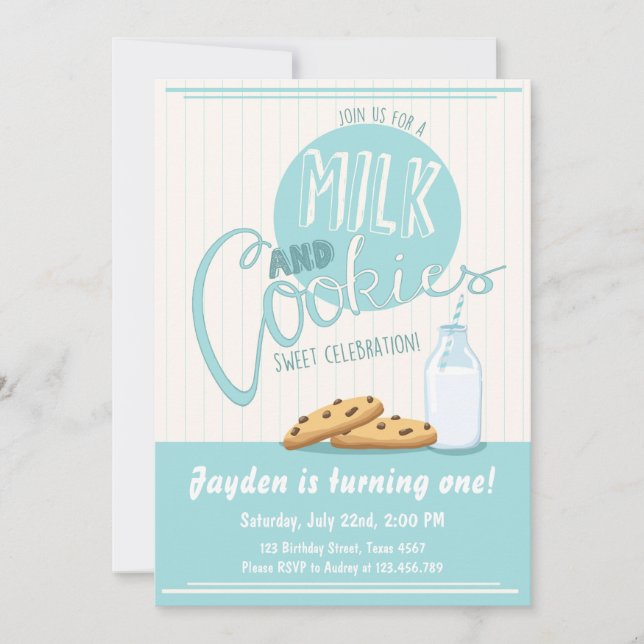 Milk and Cookies Invitation Birthday Party Invite (Front)