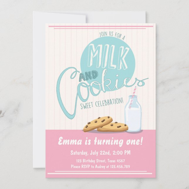 Milk and Cookies Invitation Birthday Party Invite (Front)